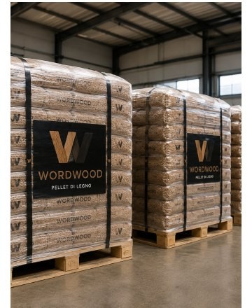 Pallet di pellet pronti per la spedizione nel nostro deposito